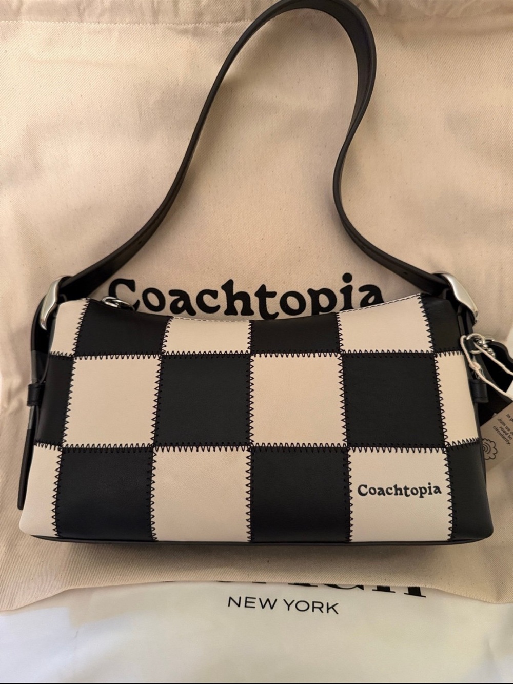 Coach NWT Black and White Checker Shoulder Bag - Picture 2 of 5